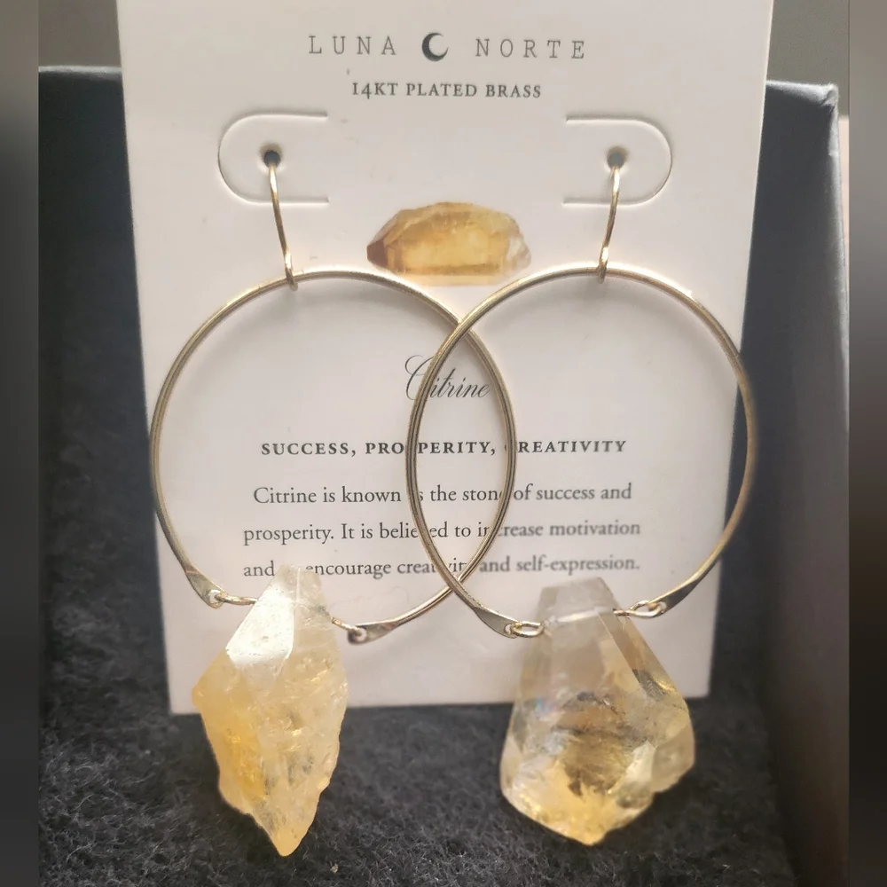 Luna Norte Citrine Hoop Earrings - Picture 2 of 4